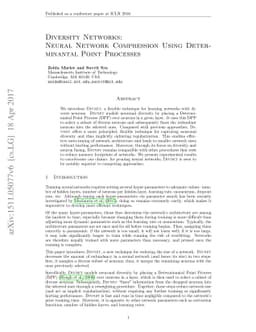 Diversity Networks: Neural Network Compression Using Determinantal Point
  Processes