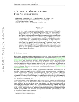 Adversarial Manipulation of Deep Representations