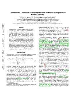 Fast Proximal Linearized Alternating Direction Method of Multiplier with
  Parallel Splitting