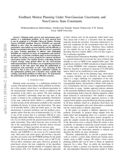 Feedback Motion Planning Under Non-Gaussian Uncertainty and Non-Convex
  State Constraints