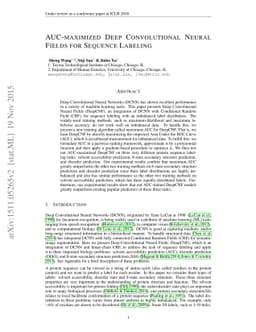 AUC-maximized Deep Convolutional Neural Fields for Sequence Labeling