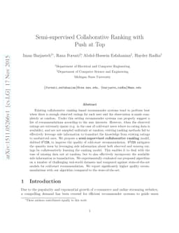 Semi-supervised Collaborative Ranking with Push at Top