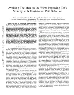 Avoiding The Man on the Wire: Improving Tor's Security with Trust-Aware
  Path Selection