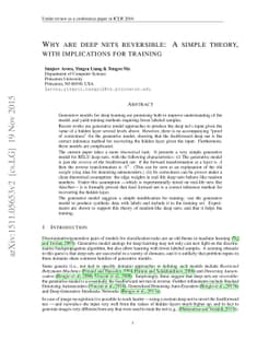 Why are deep nets reversible: A simple theory, with implications for
  training