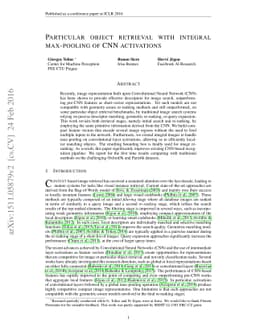 Particular object retrieval with integral max-pooling of CNN activations
