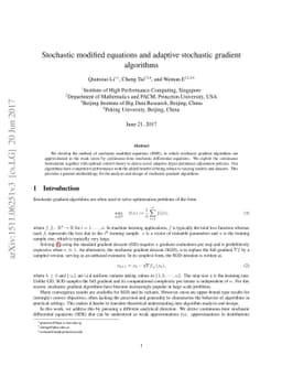 Stochastic modified equations and adaptive stochastic gradient
  algorithms