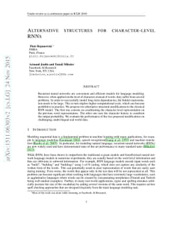 Alternative structures for character-level RNNs