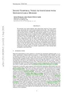 Spatio-temporal video autoencoder with differentiable memory