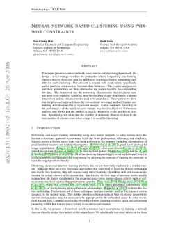 Neural network-based clustering using pairwise constraints