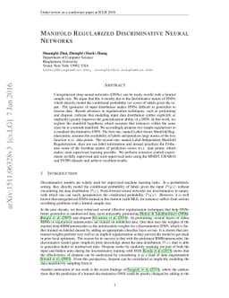 Manifold Regularized Discriminative Neural Networks