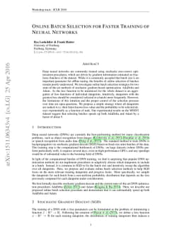 Online Batch Selection for Faster Training of Neural Networks
