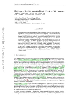 Manifold Regularized Deep Neural Networks using Adversarial Examples