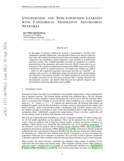 Unsupervised and Semi-supervised Learning with Categorical Generative
  Adversarial Networks