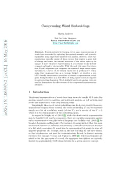 Compressing Word Embeddings