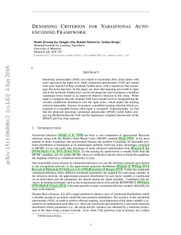 Denoising Criterion for Variational Auto-Encoding Framework