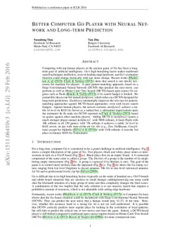 Better Computer Go Player with Neural Network and Long-term Prediction
