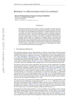 Binding via Reconstruction Clustering