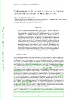 An Information Retrieval Approach to Finding Dependent Subspaces of
  Multiple Views