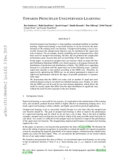 Towards Principled Unsupervised Learning