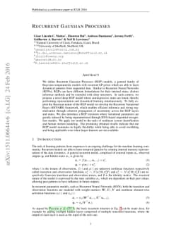 Recurrent Gaussian Processes