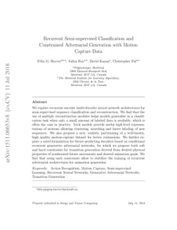 Recurrent Semi-supervised Classification and Constrained Adversarial
  Generation with Motion Capture Data