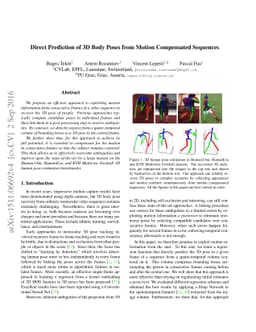 Direct Prediction of 3D Body Poses from Motion Compensated Sequences