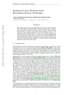 Sequence Level Training with Recurrent Neural Networks