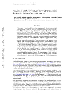 Training CNNs with Low-Rank Filters for Efficient Image Classification