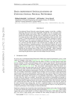 Data-dependent Initializations of Convolutional Neural Networks