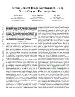Screen Content Image Segmentation Using Sparse-Smooth Decomposition