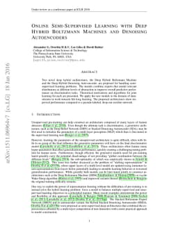 Online Semi-Supervised Learning with Deep Hybrid Boltzmann Machines and
  Denoising Autoencoders