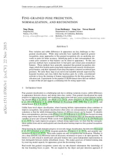 Fine-grained pose prediction, normalization, and recognition