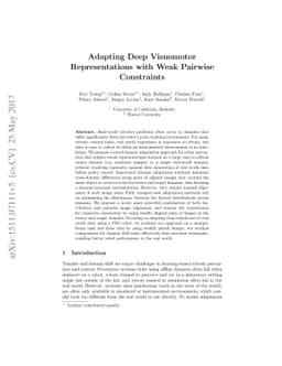 Adapting Deep Visuomotor Representations with Weak Pairwise Constraints