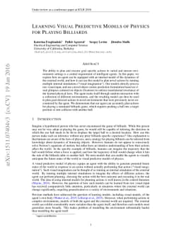 Learning Visual Predictive Models of Physics for Playing Billiards
