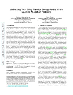 Minimizing Total Busy Time for Energy-Aware Virtual Machine Allocation
  Problems