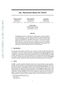 rnn : Recurrent Library for Torch