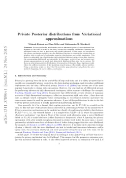 Private Posterior distributions from Variational approximations