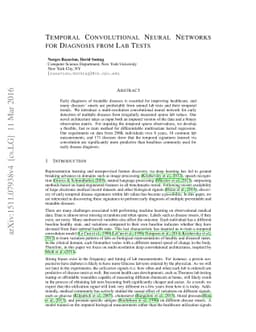 Temporal Convolutional Neural Networks for Diagnosis from Lab Tests