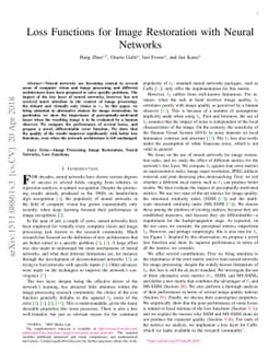 Loss Functions for Neural Networks for Image Processing