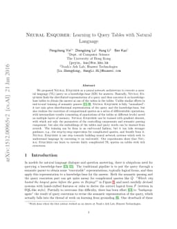 Neural Enquirer: Learning to Query Tables with Natural Language
