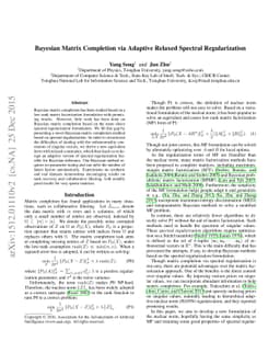 Bayesian Matrix Completion via Adaptive Relaxed Spectral Regularization