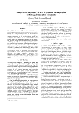 Unsupervised comparable corpora preparation and exploration for
  bi-lingual translation equivalents