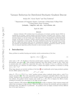 Variance Reduction for Distributed Stochastic Gradient Descent