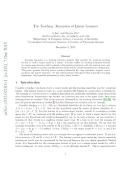 The Teaching Dimension of Linear Learners