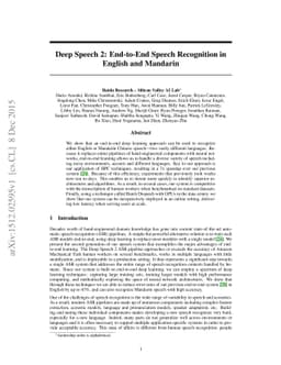 Deep Speech 2: End-to-End Speech Recognition in English and Mandarin