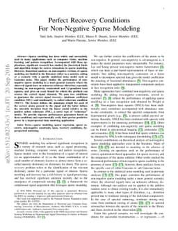Perfect Recovery Conditions For Non-Negative Sparse Modeling