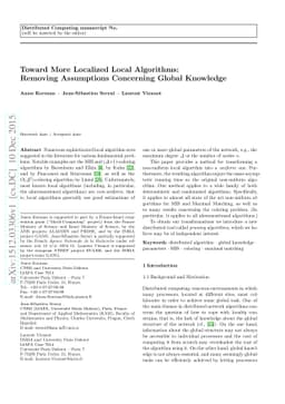 Toward more localized local algorithms: removing assumptions concerning
  global knowledge
