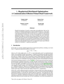 L1-Regularized Distributed Optimization: A Communication-Efficient
  Primal-Dual Framework