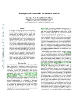 Semisupervised Autoencoder for Sentiment Analysis
