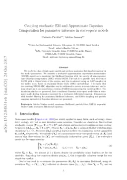 Coupling stochastic EM and Approximate Bayesian Computation for
  parameter inference in state-space models
